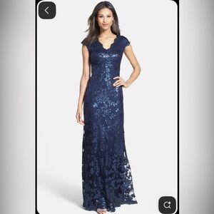 Tadashi Shoji navy gown size 10